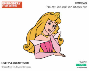 Aurora's Face - Disney's Sleeping Beauty - Embroidery Design in 3 sizes & 8 formats