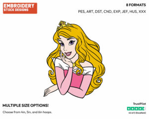 Aurora's Face - Disney's Sleeping Beauty - Embroidery Design in 3 sizes & 8 formats