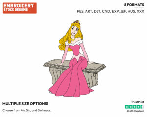 Aurora Sitting On Bench - Disney's Sleeping Beauty - Embroidery Design in 3 sizes & 8 formats