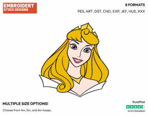 Aurora's Face - Disney's Sleeping Beauty - Embroidery Design in 3 sizes & 8 formats