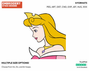 Aurora Side View - Disney's Sleeping Beauty - Embroidery Design in 3 sizes & 8 formats