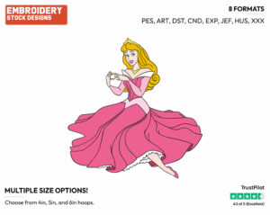 Aurora Holding Teacup - Disney's Sleeping Beauty - Embroidery Design in 3 sizes & 8 formats