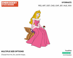 Aurora, Rose - Disney's Sleeping Beauty - Embroidery Design in 3 sizes & 8 formats