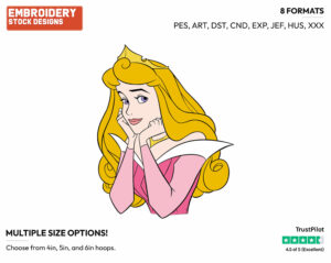 Aurora's Face - Disney's Sleeping Beauty - Embroidery Design in 3 sizes & 8 formats