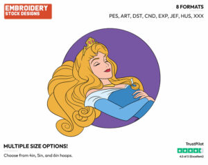 Aurora Sleeping - Disney's Sleeping Beauty - Embroidery Design in 3 sizes & 8 formats