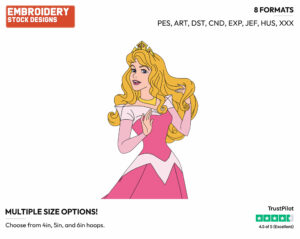 Aurora Playing With Her Hair - Disney's Sleeping Beauty - Embroidery Design in 3 sizes & 8 formats