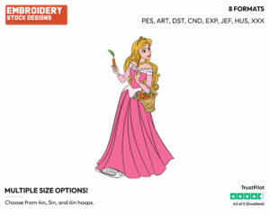Aurora With Basket Of Carrots - Disney's Sleeping Beauty - Embroidery Design in 3 sizes & 8 formats
