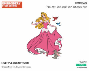 Aurora Dancing With Animals - Disney's Sleeping Beauty - Embroidery Design in 3 sizes & 8 formats