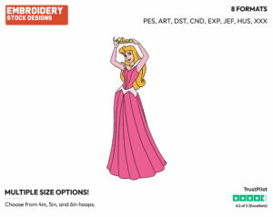 Aurora Putting On Crown - Disney's Sleeping Beauty - Embroidery Design in 3 sizes & 8 formats