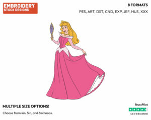 Aurora, Mirror - Disney's Sleeping Beauty - Embroidery Design in 3 sizes & 8 formats