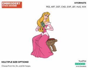 Aurora Brushing Hair - Disney's Sleeping Beauty - Embroidery Design in 3 sizes & 8 formats