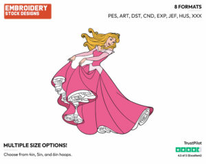 Aurora Twirling In Her Dress - Disney's Sleeping Beauty - Embroidery Design in 3 sizes & 8 formats