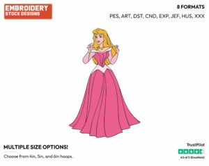 Aurora - Disney's Sleeping Beauty - Embroidery Design in 3 sizes & 8 formats