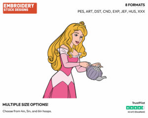 Aurora Pouring Out Some Tea - Disney's Sleeping Beauty - Embroidery Design in 3 sizes & 8 formats