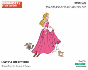 Aurora, Forest Animals - Disney's Sleeping Beauty - Embroidery Design in 3 sizes & 8 formats