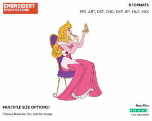 Aurora Applying Makeup - Disney's Sleeping Beauty - Embroidery Design in 3 sizes & 8 formats