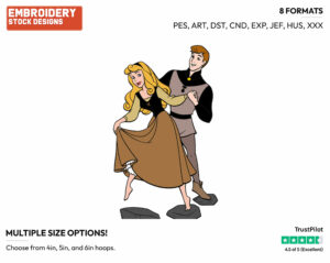Prince Phillip Helps Aurora Across Steps - Disney's Sleeping Beauty - Embroidery Design in 3 sizes & 8 formats