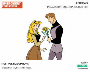 Phillip Giving Aurora Flowers - Disney's Sleeping Beauty - Embroidery Design in 3 sizes & 8 formats