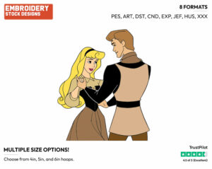 Aurora, Phillip - Disney's Sleeping Beauty - Embroidery Design in 3 sizes & 8 formats