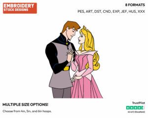 Aurora, Phillip - Disney's Sleeping Beauty - Embroidery Design in 3 sizes & 8 formats