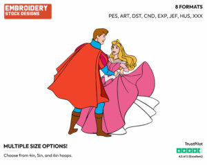 Aurora, Phillip Dancing - Disney's Sleeping Beauty - Embroidery Design in 3 sizes & 8 formats