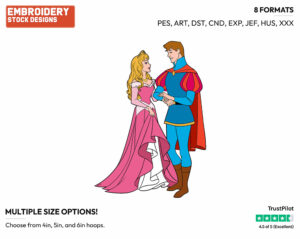 Princess Aurora, Prince Phillip - Disney's Sleeping Beauty - Embroidery Design in 3 sizes & 8 formats