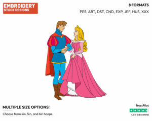 Aurora, Phillip - Disney's Sleeping Beauty - Embroidery Design in 3 sizes & 8 formats