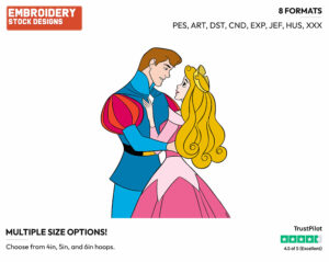 Aurora, Phillip - Disney's Sleeping Beauty - Embroidery Design in 3 sizes & 8 formats