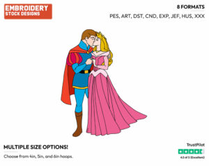 Aurora, Phillip Kissing - Disney's Sleeping Beauty - Embroidery Design in 3 sizes & 8 formats