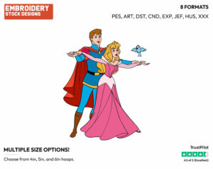 Aurora, Phillip - Disney's Sleeping Beauty - Embroidery Design in 3 sizes & 8 formats