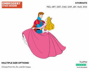 Aurora, Phillip Dancing - Disney's Sleeping Beauty - Embroidery Design in 3 sizes & 8 formats