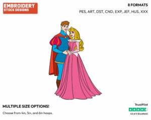 Aurora, Phillip - Disney's Sleeping Beauty - Embroidery Design in 3 sizes & 8 formats