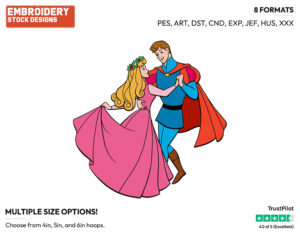 Aurora, Phillip Dancing - Disney's Sleeping Beauty - Embroidery Design in 3 sizes & 8 formats