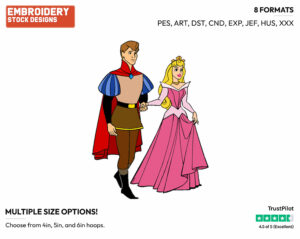 Aurora, Phillip - Disney's Sleeping Beauty - Embroidery Design in 3 sizes & 8 formats
