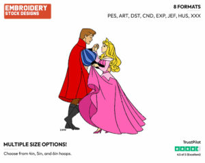 Aurora, Phillip Dancing - Disney's Sleeping Beauty - Embroidery Design in 3 sizes & 8 formats