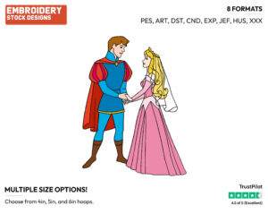 Aurora, Phillip - Disney's Sleeping Beauty - Embroidery Design in 3 sizes & 8 formats