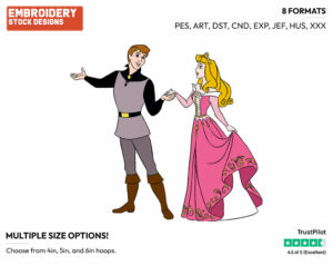 Aurora, Phillip - Disney's Sleeping Beauty - Embroidery Design in 3 sizes & 8 formats