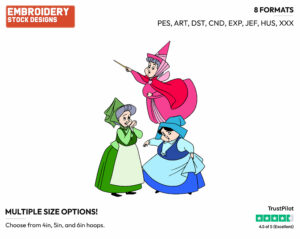 Flora, Fauna, Merryweather - Disney's Sleeping Beauty - Embroidery Design in 3 sizes & 8 formats