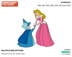 Aurora, Merryweather - Disney's Sleeping Beauty - Embroidery Design in 3 sizes & 8 formats