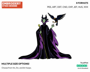 Maleficent, Diablo - Disney's Sleeping Beauty - Embroidery Design in 3 sizes & 8 formats