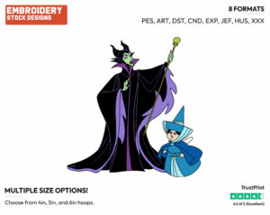 Maleficent, Merryweather - Disney's Sleeping Beauty - Embroidery Design in 3 sizes & 8 formats