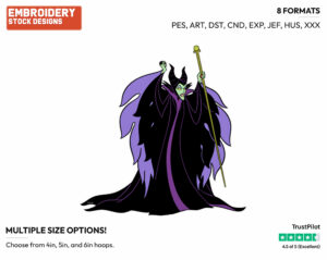 Maleficent - Disney's Sleeping Beauty - Embroidery Design in 3 sizes & 8 formats