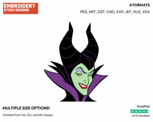 Maleficent's Face - Disney's Sleeping Beauty - Embroidery Design in 3 sizes & 8 formats