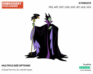 Maleficent, Diablo - Disney's Sleeping Beauty - Embroidery Design in 3 sizes & 8 formats