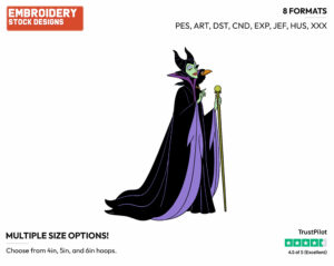 Maleficent, Diablo - Disney's Sleeping Beauty - Embroidery Design in 3 sizes & 8 formats