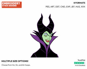 Maleficent's Face - Disney's Sleeping Beauty - Embroidery Design in 3 sizes & 8 formats