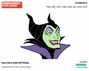 Maleficent Laughing - Disney's Sleeping Beauty - Embroidery Design in 3 sizes & 8 formats