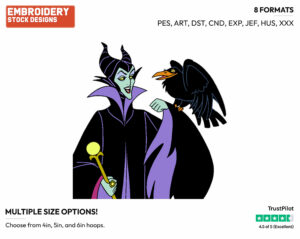 Maleficent, Diablo - Disney's Sleeping Beauty - Embroidery Design in 3 sizes & 8 formats