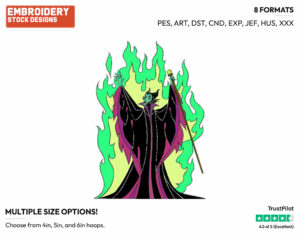 Maleficent - Disney's Sleeping Beauty - Embroidery Design in 3 sizes & 8 formats