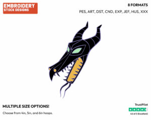 Maleficent As A Dragon - Disney's Sleeping Beauty - Embroidery Design in 3 sizes & 8 formats